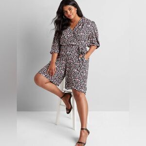 Lane Bryant Floral Crossover Floral Romper Size 22 NWT
